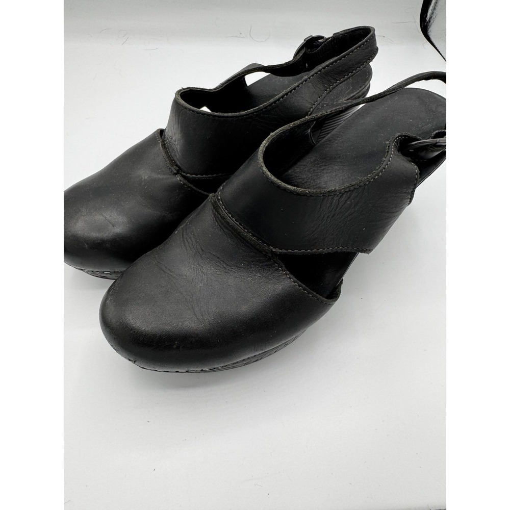 Dansko Black Leather Riley Slingback Clogs Women's Shoe Size 38 EUC SB3